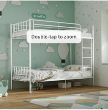 Image of 3FT Single Bunk Bed Metal Frame, Twin Over Twin Size Metal Bunk Bed with Slatted