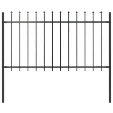 Image of Garden fence 3.4m Black powdercoat steel 2 panels 3 posts spear top durable kit