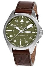 Image of HAMILTON Khaki Aviation Pilot Day Date AUTO Green Dial Men's Watch H64635560