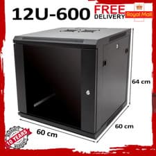 Image of 19" Black Data Network Cabinet Wall Server or Switch Comms Rack 12U 600mm Depth