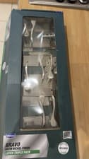 Image of Door Handle Set Wickes Bravo Satin Nickel Finish