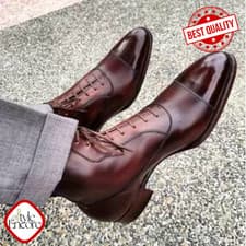 Image of Tailored Men’s Heritage Hand-Burnished Burgundy Balmoral Boots – Executive Boots
