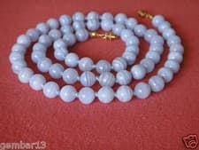 Image of Natural Blue Lace Agate Necklace 8mm Beads 25" Grade 'A' 8 mm BlueLace Beads
