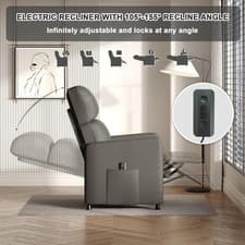 Image of Devoko Electric Recliner Chair, PU Leather Armchair with Reclining Function, Sin