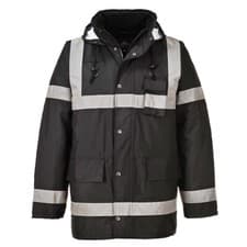 Image of Portwest Iona Lite Hi-Vis Traffic Jacket Waterproof Quilt Lined Hood Safety Work