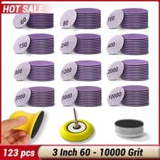 Image of 75mm Wet and Dry Sanding Discs 3 inch Sandpaper Hook and Loop Pads 123 X