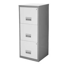 Image of Pierre Henry 3 Drawer Maxi A4 Filing Cabinet 400x400x960mm Silver White