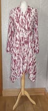 Image of MINT VELVET "PIA" PRINT BUTTON THROUGH TRAPEZE MIDI DRESS UK 16 BNWT