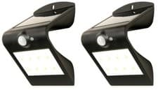 Image of 2x Luceco Outdoor Garden Solar Guardian PIR Security Sensor Wall Light - Black