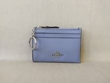 Image of Coach Mini Skinny ID zip Card Case in cross grain leather GLOBAL SHIPPING T 9101