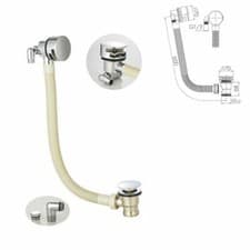 Image of Bath Waste Overflow & Bath Filler Chrome Finish Modern Design Pop Up Waste