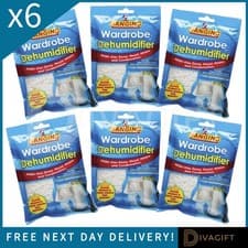 Image of 6 HANGING WARDROBE DEHUMIDIFIER BAGS DAMP MOULD MOISTURE MILDEW CONDENSATION NEW