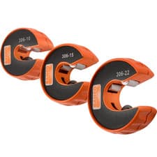 Image of Bahco 3 Piece Plumbers Auto Tube Cutter Pipe Slice Triple Pack 10, 15 & 22mm