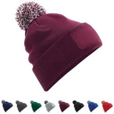 Image of Patch Snowstar Beanie Hat Mens Womens Two Tone Bobble Pom Pom Winter Headwear