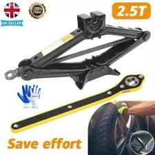 Image of 2.5 Ton Tonne Scissor Jack Lift Wind Up for Car Van Garage w/Crank Speed Handle