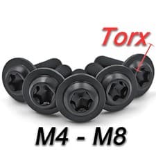 Image of M4 M5 M6 M8 A2 BLACK STAINLESS TORX SOCKET FLANGED BUTTON HEXALOBULA HEAD SCREWS