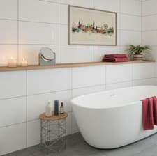 Image of CUT SAMPLE Serento Ice White Smooth Gloss Glazed Rectified Ceramic Wall Tiles