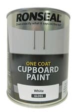 Image of Ronseal One Coat Cupboard MelamineMDF White Gloss Paint 750ml