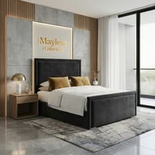 Image of Kensington luxury plush velvet or Naples bed frame - British made