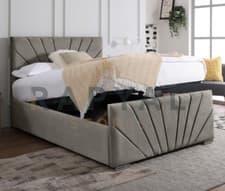 Image of LIZZO OTTOMAN STORAGE BED PANEL PLUSH VELVET UPHOLSTERED BED FRAME