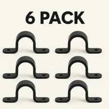 Image of Heavy Duty Brackets for Poles & Pipe – Two Hole Strap Clamp Pipe Clips – Black