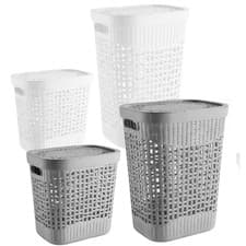 Image of 40-60L Large Plastic Laundry Basket Clothes Washing Bin Hamper Storage Organiser
