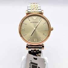Image of NEW EMPORIO ARMANI GIANNI LADIES WATCH AR1840 BNIB ROSE GOLD & SILVER