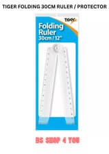 Image of Tiger Folding Ruler 30cm Protractor Exam Stationery Plastic Angled School Office