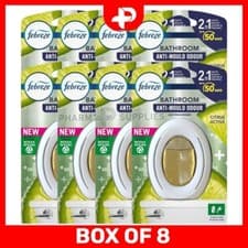 Image of Febreze 2 in 1 Bathroom Air Freshener Eliminates Odour Citrus Active Box of 8
