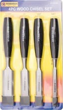 Image of 4 Piece Wood Chisel Set Chrome Vanadium Steel Ergonomic Handles for Carpentry