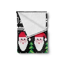 Image of Christmas Soft Flannel Fleece Throw Blanket Nordic Retro Borders