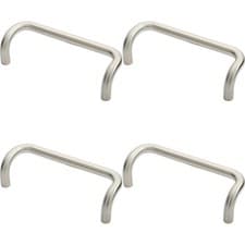 Image of 4x Cranked Door Pull Handle 19mm Dia 225mm Fixing Centres Satin Steel