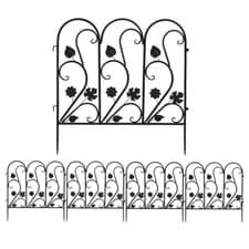 Image of Heavy Duty Metal Garden Fence Panels Border Arched Flat Edge Climbing Trellis UK