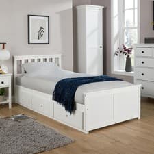 Image of Single 3ft Pine Wooden Bed Frame Underbed Storage Drawers Bedroom Furniture