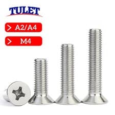 Image of M4 (4mmØ) PHILLIPS COUNTERSUNK MACHINE SCREWS A2 A4 STAINLESS STEEL CSK BOLTS