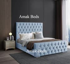 Image of Plush Velvet Florida Bed Frame, With / Without Storage Double King Super King