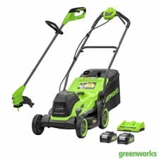 Image of Greenworks 48V 36cm Cordless Lawn Mower & 24V 25cm Line Trimmer Bundle