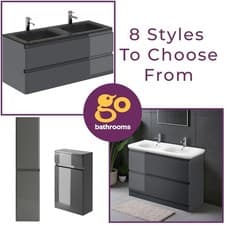 Image of 1200mm Bathroom Vanity Unit Dark Grey Gloss Wall Hung Floor Standing With Basin