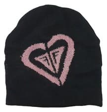 Image of Heart Design Beanie Hat Winter Black Adult Unisex Mens Womens NB375