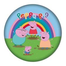 Image of Peppa Pig Cushion Round Filled Pillow 40x40cm Rainbow Muddy Multi Characters