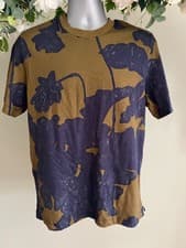 Image of TED BAKER T Shirt Top Mens TB 3 UK M Khaki Green Navy Floral Short Sleeve NEW