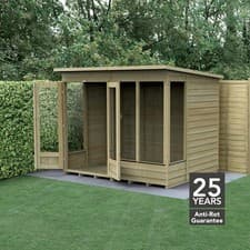 Image of Forest 4LIFE Pent Summerhouse 8x6 Double Door 4 Window Garden Shed