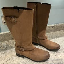 Image of Hotter Belgravia Boots Ortholite Tan Nubuck  Knee High Boots size 7 standard new
