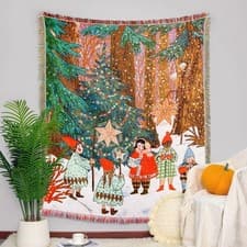 Image of Festive Nutcracker Thanksgiving Christmas Woven Blanket Bed Throw Wall Tapestry