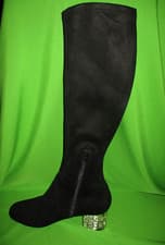 Image of Dune London Stargaze Gem-Embellished Suede Black Knee-High Boots Size Uk4 /Eu 37