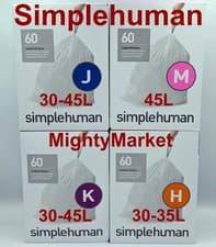 Image of Simplehuman Code J M K H 🗑️ 3 X 20 PACKS = 60 Bin Liners GENUINE NEW BOXED ✨