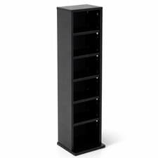 Image of NEW! 6 Tier Black Wooden CD DVD Game Book Shelf Storage Tower Rack- Fits 102 CDs
