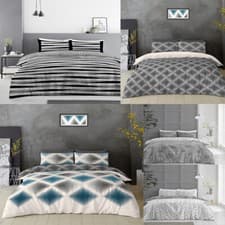 Image of 4 Piece Duvet Quilt Cover Reversible Bedding Set With Fitted Sheet Hotel Quality