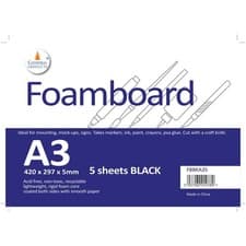 Image of Cathedral Products Foamboard Black 5mm A3 (297 x 420mm) 5pk