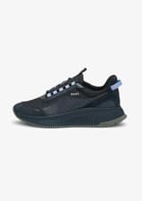 Image of BOSS Mens Trainers Blue Casual Sneakers With Logo TTNM Evo Runn - Size 8